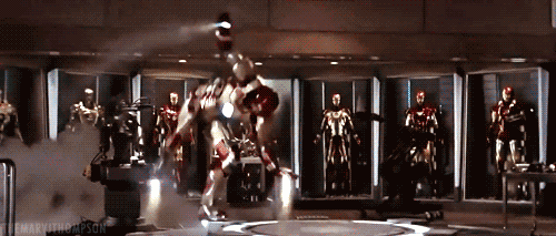Robert Downey Jr Iron Man Suit Up Tumbling GIF