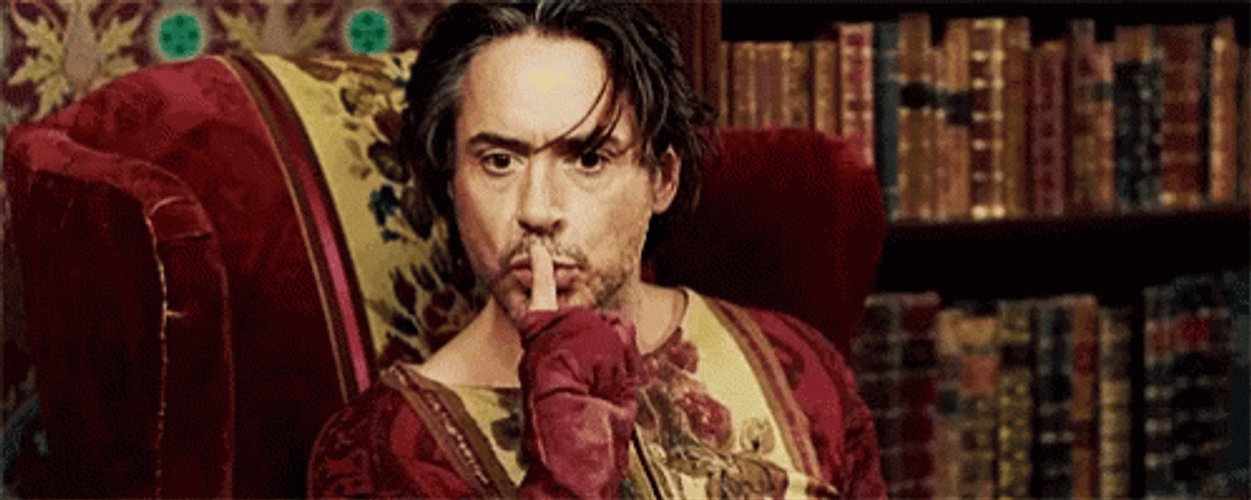 Robert Downey Jr. Sherlock Ssshhh GIF