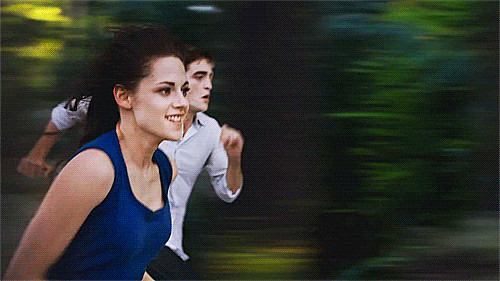 Robert Pattinson Kristen Stewart Running Twilight GIF