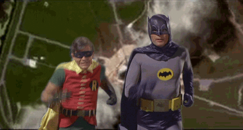 Robin And Batman Running Together GIF