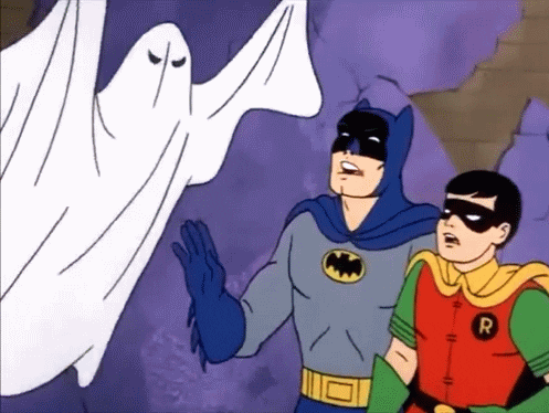 Robin And Batman Scared By A Ghost GIF