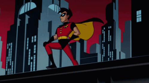 Robin From Batman Animated Series Standing on a Bridge