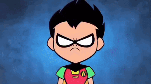 Robin From Teen Titans Go Angry Face Mask GIF