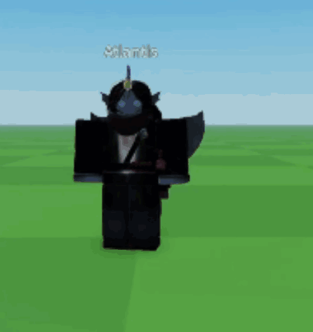 Roblox Character In Grassy Field With Blue Sky GIF