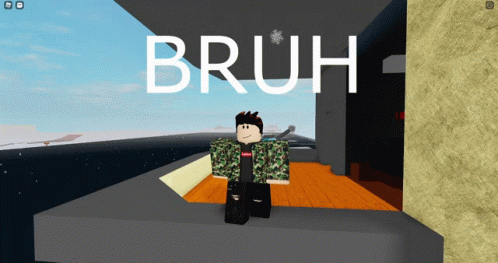Roblox Character Standing in Front of Bruh Wall