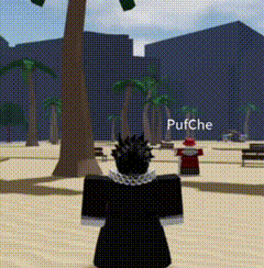 Roblox Character Standing in Sandy Area With Palm Trees
