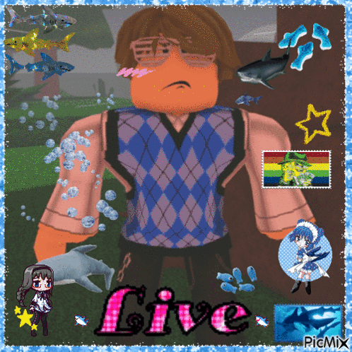 Roblox Character With Sharks Saying Live