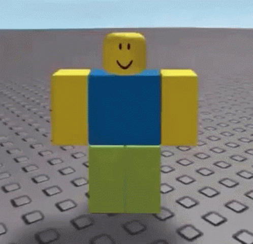 Roblox Character With Smiley Face Standing on Gray Surface