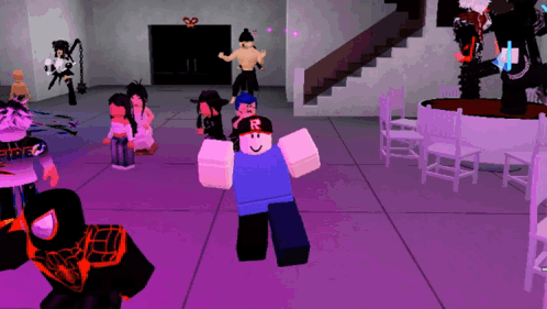 Roblox Characters Dancing in Purple Room