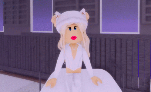 Roblox Girl Standing In White Gown GIF