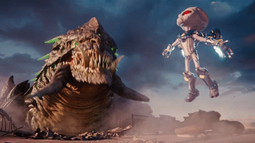 Robot And Monster Fighting In Video Game GIF