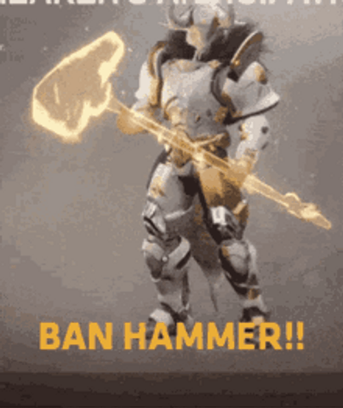 Robot Ban Hammer Fiery GIF