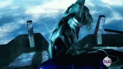 Robot Cartoon With Hub Logo GIF