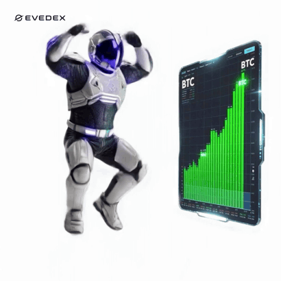 Robot Dancing In Front Of BTC Screen GIF