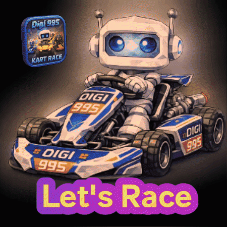 Robot Driving Go Kart Saying Digi