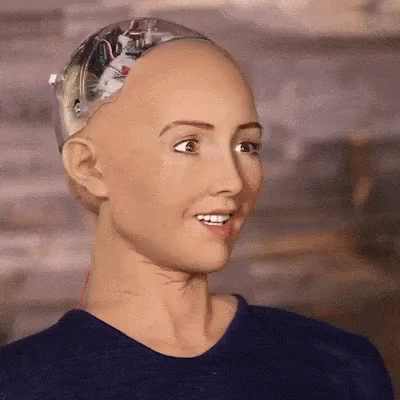 Robot Face Close Up with Blue Shirt