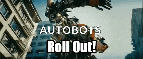 Robot Flying Over City Autobots Roll Out