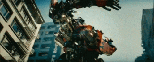 Robot Flying Through City