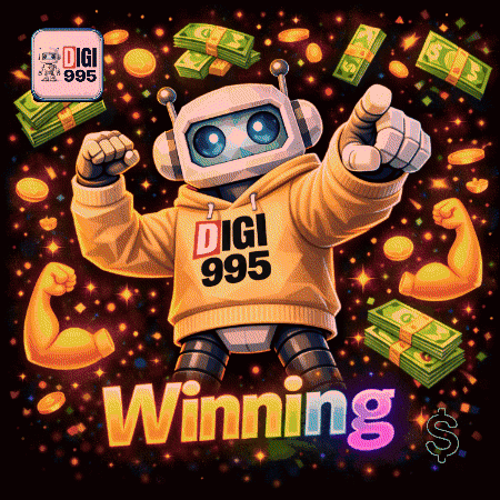 Robot Giving Thumbs Up in Digi 995 Hoodie