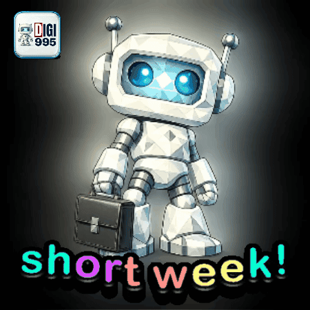 Robot Holding Briefcase Short Week GIF