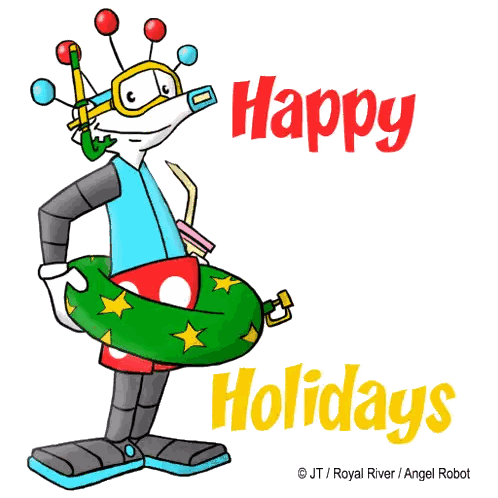 Robot Holding Drink and Life Preserver