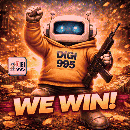 Robot Holding Gun in Digi 995 Sweatshirt