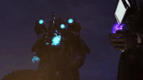 Robot Holding Gun In Front Of Fire GIF