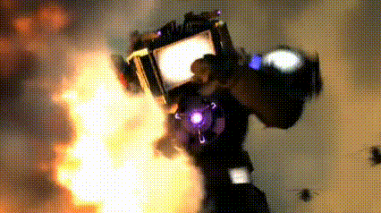 Robot Holding Gun In Front Of Fire GIF