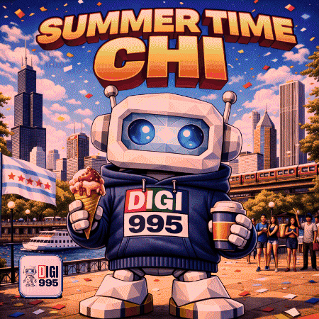 Robot Holding Ice Cream Coffee Summer Time Chi