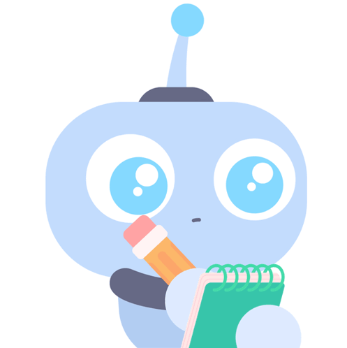 Robot Holding Pencil and Notebook