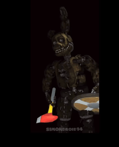 Robot Holding Shield And Axe Simondroid14 GIF