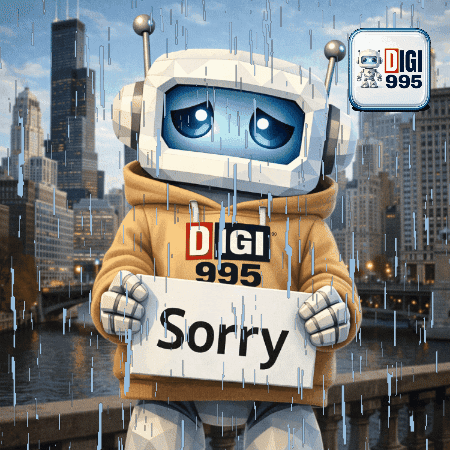 Robot Holding Sign Saying Sorry