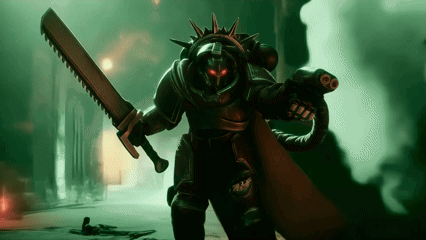 Robot Holding Sword and Gun With Red Eyes