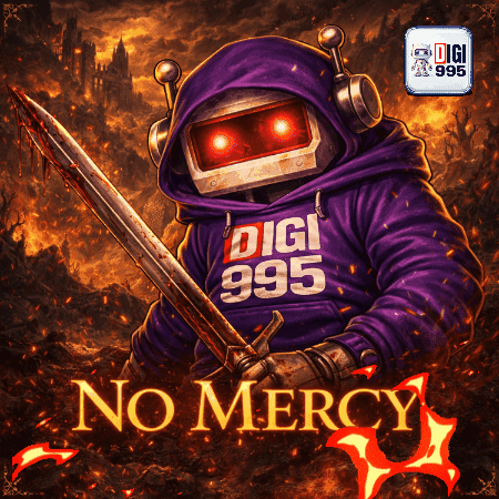 Robot Holding Sword Saying No Mercy GIF