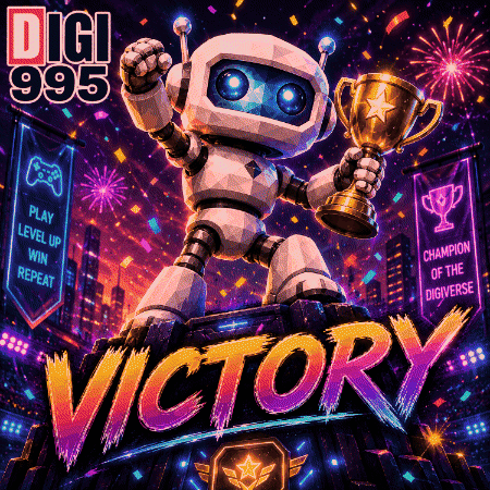 Robot Holding Trophy Digi 995 Victory