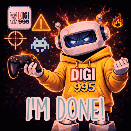 Robot Holding Video Game Controller in Yellow Digi 995 Hoodie