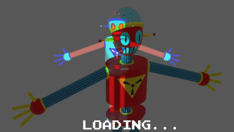 Robot Hugging Loading Screen GIF