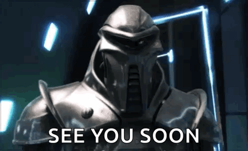 Robot in Armor Standing in Front of Door Saying See You Soon
