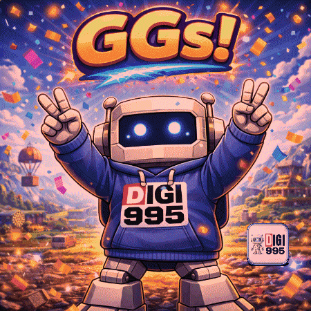Robot in Blue Hoodie Saying Digi 995