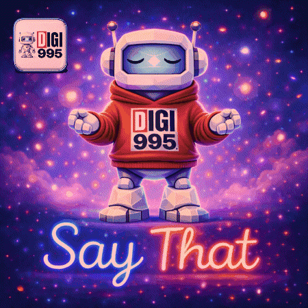 Robot in Digi 995 Hoodie Galaxy Background