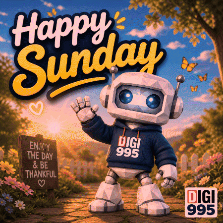 Robot in Digi 995 Hoodie Waving