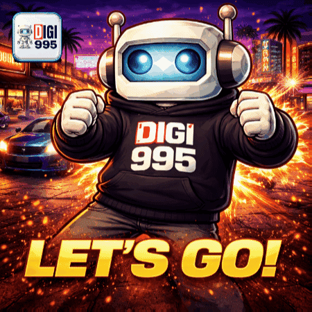 Robot in Headphones and Digi 995 Hoodie