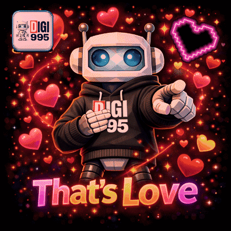 Robot in Hoodie Saying Digi 95