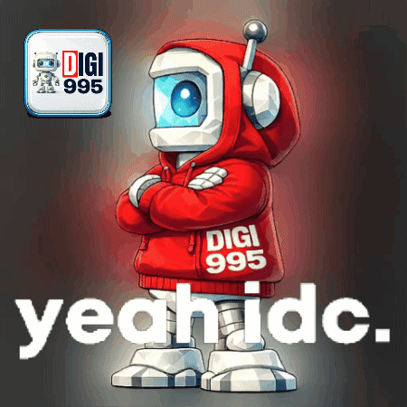 Robot in Red Digi 995 Sweatshirt
