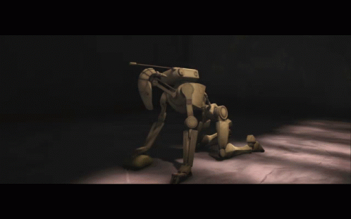 Robot Kneeling with Gun in Mouth