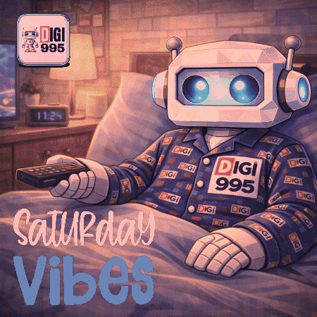 Robot Laying In Bed Holding Remote Saturday Vibes GIF