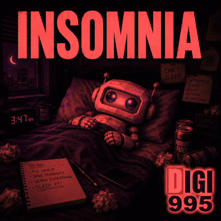 Robot Lying In Bed With Insomnia GIF