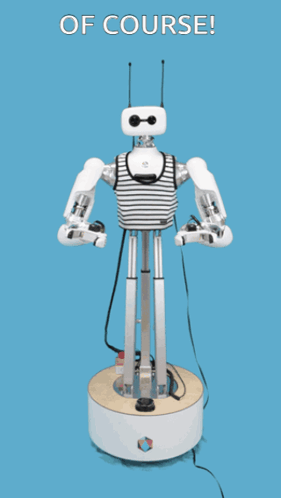 Robot on Blue Background With Of Course