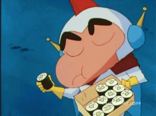 Robot Planet Shin Chan Eating Sushi GIF