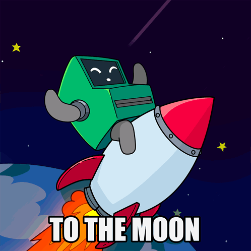 Robot Riding Rocket Saying To The Moon